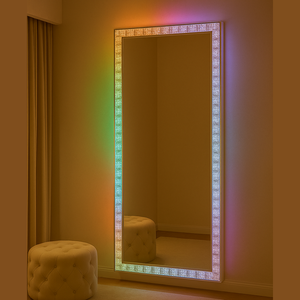 <span class=keywords><strong>Miroir</strong></span> LED en Cristal Design Moderne <span class=keywords><strong>Grand</strong></span> Format, Plein Pied, avec Interrupteur Tactile, Intelligent pour <span class=keywords><strong>Salle</strong></span> <span class=keywords><strong>de</strong></span> <span class=keywords><strong>Bain</strong></span> ou Salon <span class=keywords><strong>de</strong></span> Maquillage avec Éclairage LED - Product Image 6