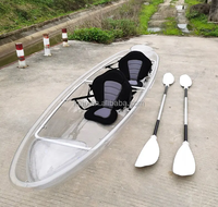 Bateau transparent double place en PC avec cadre en aluminium et boîte en bois, léger, écologique, populaire, pour 2 personnes, idéal pour la location et les excursions 2025