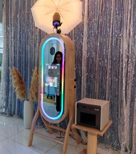 Nouvel arrivage Photomaton miroir en bois véritable Photomaton en bois vintage avec machine photomaton à écran tactile 21.5 "et étui de vol - Product Image 3