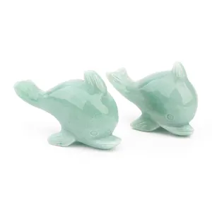 Natural Crystal Animals Green Aventurine Yellow Jade Dolphin Crystal Dolphin For Decoration