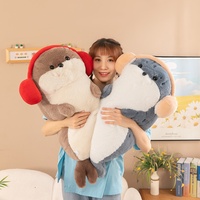 Oreiller en peluche phoque le plus vendu, casque audio mignon, jouet en peluche unisexe, rembourrage en coton PP, compagnon de sommeil parfait, décoration d'intérieur