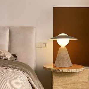 Lámpara de Mesa Creativa de Travertino Amarillo, E27 LED, Cuidado de la Vista, para Dormitorio, Mesita de Noche, Estudio, Sala de Estar, Decoración - Product Image 3
