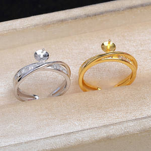 Wenchi - Soporte para Anillo Abierto DIY, Modelo 16608, Plata S925 Chapada en Oro con Cuentas de 7-9 mm, 6 mm/8 mm/10 mm - Product Image 1