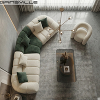 Sofá Seccional en Forma de C Tapizado en Terciopelo para Sala de Estar, Muebles Modernos