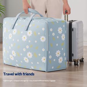 Sac de rangement non tissé à imprimé marguerite écologique, résistant à l'eau et durable, extra large 110L pour vêtements et couvertures, déménagement et voyage - Product Image 2
