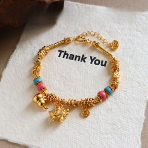 Pulsera de Lujo de Alta Gama con Caballo Pequeño en Oro Arena, Estilo Vintage, Delicada, Elegante y Versátil, Joyería de Mano del Zodíaco para <span class=keywords><strong>Mujer</strong></span> - Product Image 1