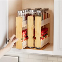 Organisateur de rangement coulissant en bambou pour armoire, support à épices robuste pour cuisine et garde-manger, organisation verticale coulissante