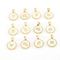 Collier Zodiaque en Acier Titane avec Pendentif Fritillaire Rond en Acier Inoxydable 18 carats, Chaîne de Collier, Bijoux pour Femme
