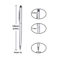 Stylos à bille promotionnels fins en métal noir personnalisés avec logo sur mesure, impression sérigraphique, stylet à séchage rapide pour écran tactile