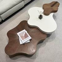 Table basse en bois massif Fengyun style crème française, design créatif, plateau en ardoise irrégulière, pour salon, mobilier de maison, sensation haut de gamme