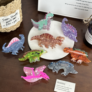 DOWELL Vente en gros Offre Spéciale Mignon Personnalité Brun <span class=keywords><strong>Dinosaure</strong></span> Acrylique Plat Cheveux Griffe - Product Image 1