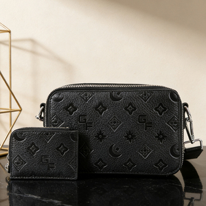 Sac à bandoulière en cuir PU pour hommes, sac messager gaufré, petit sac à bandoulière avec porte-cartes pour les voyages quotidiens - Product Image 1