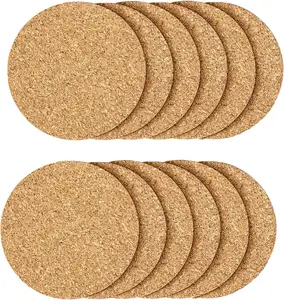 Cork Round Edge Coasters Extra Thick Wooden Drink Coaster 4 inch Diameter Reusable Cork Coasters With Lip for Drink