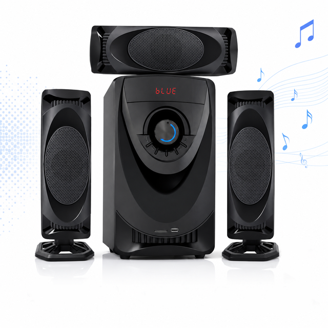 Home Theater Systems Surround Sound Speakers Subwoofer Audio Stereo System with Bluetooth Input for USB BT SD/TF FM AUX RCU