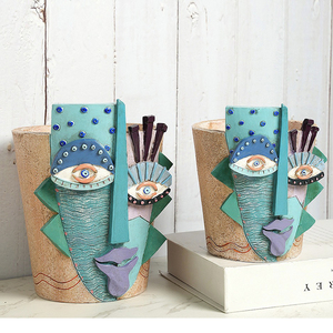 Colorful Abstract Art Face Plant Pot <strong>Unique</strong> Resin Head <strong>Vase</strong> for Indoor &amp; Outdoor Home Decor Picasso Flower Pot for Living Room - Product Image 2