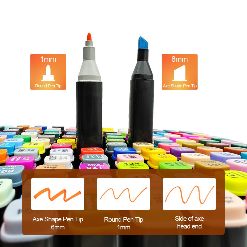 24/36/48/60/80/120/168 Colors Dual Head Tip Art Markers Alcohol Ink Pens Set For Artists Animation Design Drawing