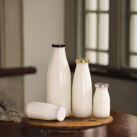 Bouteille de lait de yaourt en verre pasteurisé 200ml 250ml 300ml 500ml 1000ml Bouteilles d'emballage en verre de qualité alimentaire avec bouchon en plastique en aluminium