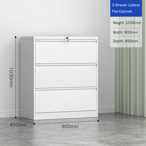 Classeur latéral en acier verrouillable à 3 tiroirs pour cuisine et atelier Rangement bureau moderne - Product Image 6