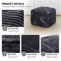 Pouf carré rembourré en velours côtelé, éco-responsable, fait main, avec rembourrage en mousse, repose-pieds, pouf de sol pour chambre