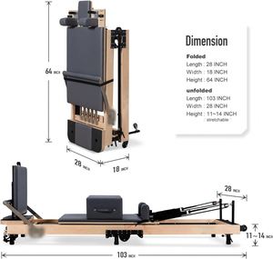 Máquina de Pilates Reformer Plegable para Gimnasio en Casa, Equipo de Fitness de Madera de Roble, Arce y Haya - Product Image 2