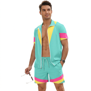 Conjunto Deportivo de 2 Piezas con Manga Corta, Estilo Años 80 para Hombre, Disfraz de los 90 - Product Image 1