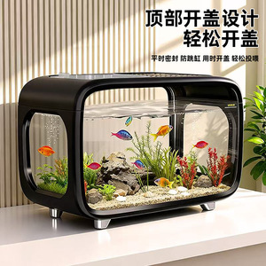 Acuario rectangular de plástico transparente Zy02 con tapa para decoración del hogar y uso como pecera - Product Image 3