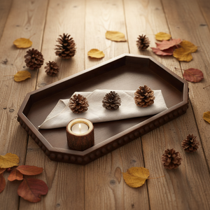 Vassoio di Servizio in Legno con Perline, Vassoio Decorativo Rustico per Centrotavola, Vassoi in Legno per Arredamento Casa <span class=keywords><strong>Halloween</strong></span> - Product Image 4