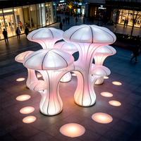 Ensemble de sculptures LED RGB en acier inoxydable à changement de couleur, étanche IP65, éclairage géant lumineux en forme de champignon, contrôle par télécommande/boutons