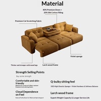 Sofá Cama Eléctrico Multifuncional de Chenilla para Sala de Estar, Estilo Crema, Telescópico, Recto, Inteligente, para Apartamentos Grandes y Pequeños