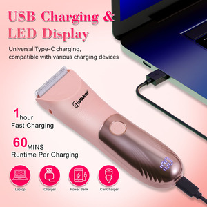 เครื่องโกนขน Hatteker 2 in 1 แบบชาร์จไฟได้ พร้อมจอ LED ใบมีดเซรามิก สำหรับผู้หญิง ดูแลส่วนตัว - Product Image 6