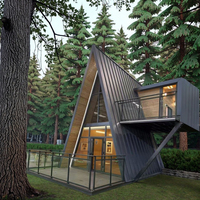Villa préfabriquée de luxe en forme de triangle, design en acier imperméable, pour usage résidentiel et professionnel