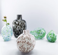 Vase centre de table en verre Art Déco, grand format, fait main, écologique, en forme de grenade, pour présentation sur table