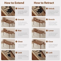 Table à manger moderne extensible en bois massif, facile à assembler, pour 4 à 8 personnes, avec extension sans joint, meubles pour la maison