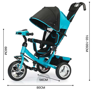 Tricycle pliable pas cher pour enfants, poussette à trois roues pour bébé avec roues en caoutchouc, fabriqué en Chine - Product Image 4
