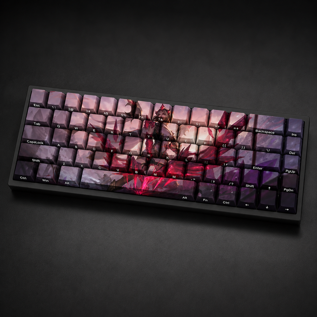 Keyboards Diy Custom LOL CRYSTALIS MOTUS ASHE 68 Key Side Printed PBT Dye Sublimation Keycaps Cherry Profile Mechanical Keyboard