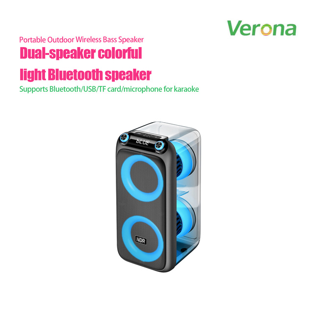 Portable Speaker Dual Drivers RGB Glow Light LED Display Built-in Mic Remote Control 30-300W Output for Indoor/Outdoor Karaoke