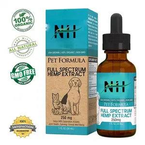Tetesan minyak rami Formula tetesan probiotik hewan peliharaan organik 100% untuk anjing dengan kecemasan asam lemak Omega dan stres