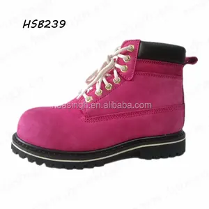 YWQ,top market popular anti-tear nubuck leather pink safety boots corrosion-resistant hard rubber sole work safety shoes HSB239