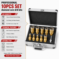 Kit de forets diamantés brasés sous vide M14, adapté au marbre, au granit, aux carreaux de céramique et au kit de scies cloches pour maçonnerie sèche en céramique