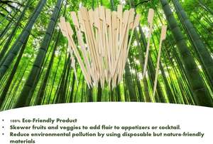 Brochettes jetables écologiques en bambou pour Yakitori, Shish Taouk, <span class=keywords><strong>Brochette</strong></span>, Pinchos - Saint-Valentin, Remise de diplôme, Noël - Product Image 4