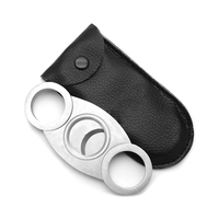 Couteau à cigares pliable en acier inoxydable lisse avec lames d'affûtage argentées et logo personnalisable, coupe-cigares métallique en forme de 8
