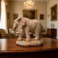 Figurine d'éléphant sculptée en pierre d'onyx de style antique, artisanat fait main pour la décoration de fontaine de piscine extérieure