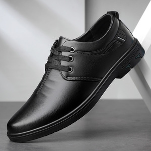 Men's Leather Shoes Black Soft Sole Business Casual Lace Up <b>Office</b> Dress Shoes - Product Image 1