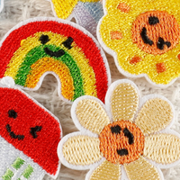 Patch brodé thermocollant mini taille en feutre PVC écologique avec paillettes, style coréen mignon, motifs Wappen, arc-en-ciel, tasse, tournesol, maison pour sacs