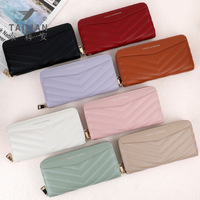 Dompet wanita kapasitas besar bordir mode baru 2025 tas Clutch panjang dengan penutup ritsleting lapisan poliester grosir
