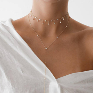 2025 Fashion Gold Plated Cz Tassel Charm <strong>Delicate</strong> Chain Statement <strong>Necklace</strong> - Product Image 6