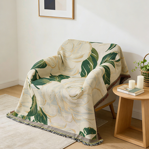 Arazzo Moderno Nordico Intrecciato, Coperta in Poliestere Tinto in Filo Personalizzata per Soggiorno - Product Image 3