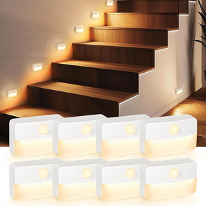 Set <span class=keywords><strong>di</strong></span> 8 Luci Notturne LED con Sensore <span class=keywords><strong>di</strong></span> Movimento, Wireless, a Batteria, per Scale, Armadi, Corridoi, Camere da Letto e Sotto i Mobili - Product Image 1