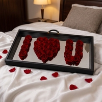 AM-PFE169 Ammy Roses éternelles préservées, je t'aime, boîte cadeau en acrylique miroir faite à la main, luxe, Saint-Valentin et fête des mères