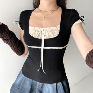 T-<span class=keywords><strong>shirt</strong></span> pour <span class=keywords><strong>femme</strong></span> à manches courtes en fibre de polyester, <span class=keywords><strong>col</strong></span> <span class=keywords><strong>rond</strong></span> - Product Image 2